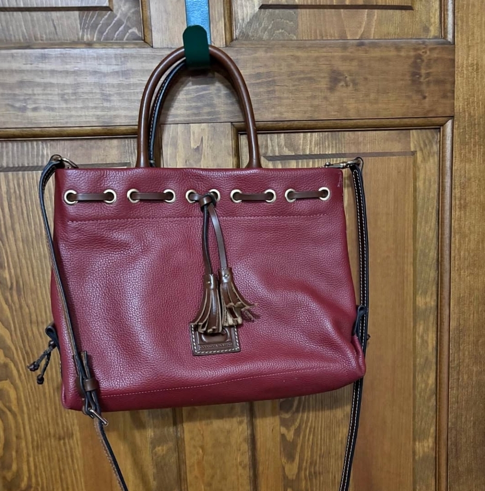 Dooney & Bourke Burgundy Leather Tote/Crossbody - Picture 2 of 13